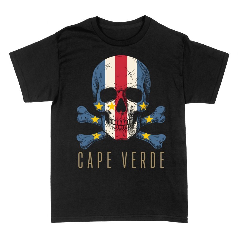 Camisetas: Calavera pirata bandera de Cabo Verde