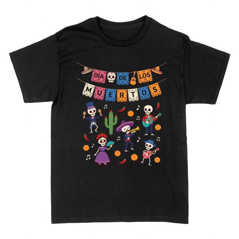Camisetas: D&iacute;a de los Muertos mariachis y catrina