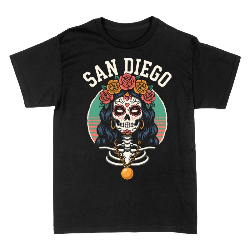 Camisetas: Catrina de San Diego con rosas