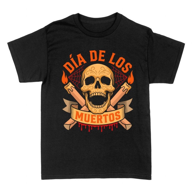 Camisetas: D&iacute;a de los Muertos calavera y velas