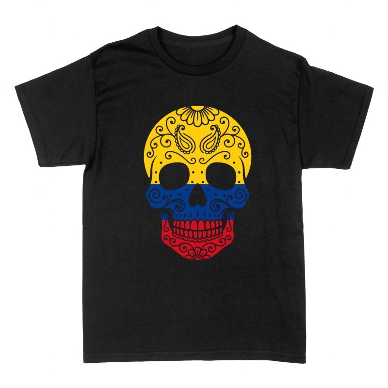 Camisetas: Calavera de az&uacute;car bandera de Colombia