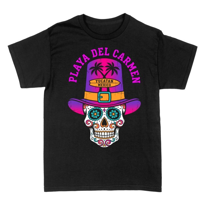 Camisetas: Calavera Mexicana Playa del Carmen