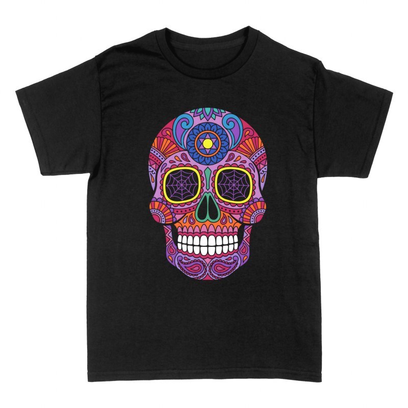 Camisetas: Calavera de az&uacute;car con telara&ntilde;as