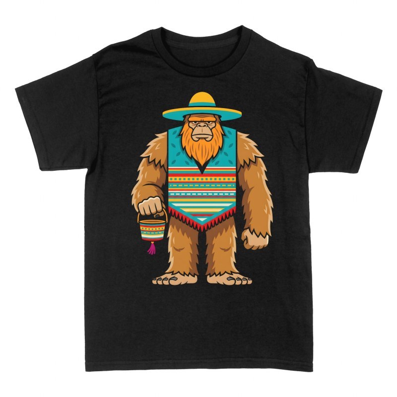 Camisetas: Bigfoot con poncho y sombrero mexicano