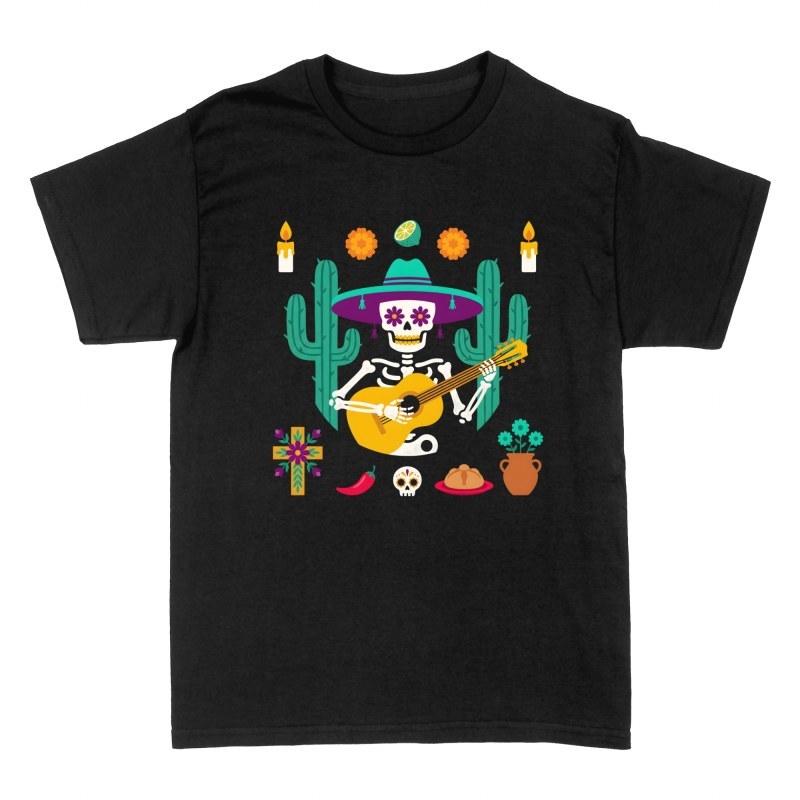 Camisetas: Esqueleto mariachi con guitarra