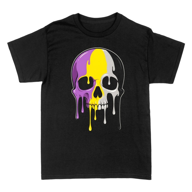 Camisetas: Calavera derretida orgullo no binario