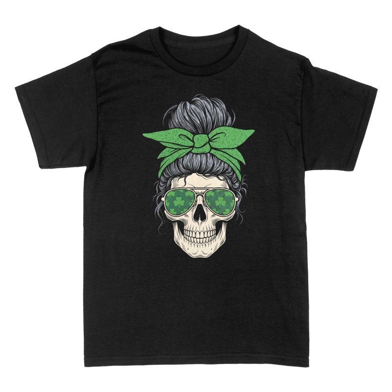 Camisetas: Calavera messy bun San Patricio
