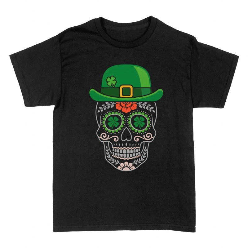 Camisetas: Calavera de az&uacute;car con sombrero de duende
