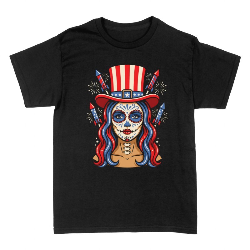 Camisetas: Catrina patri&oacute;tica del 4 de Julio