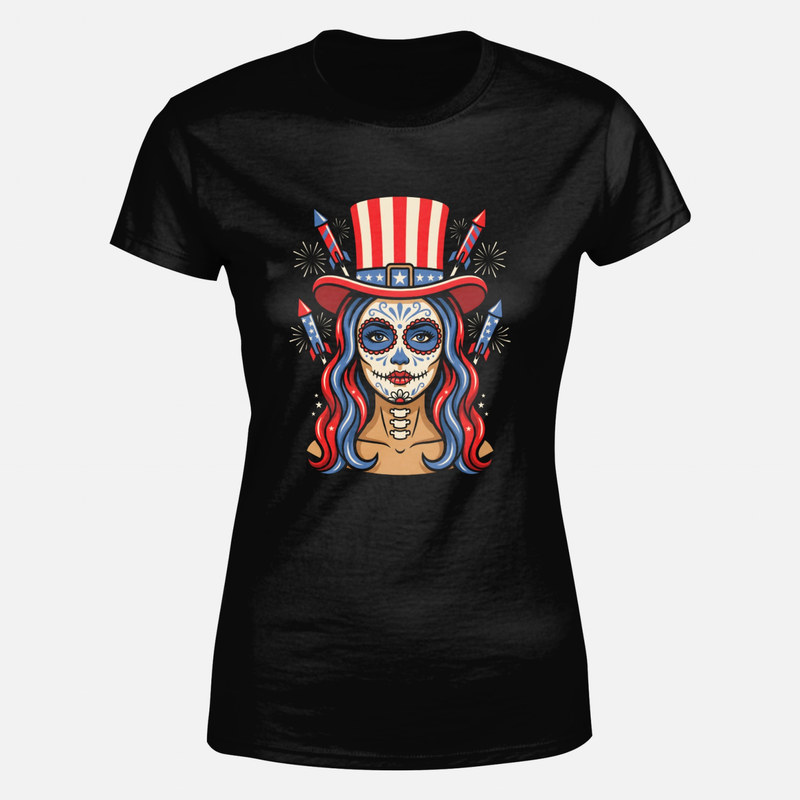 Camisetas: Catrina patri&oacute;tica del 4 de Julio