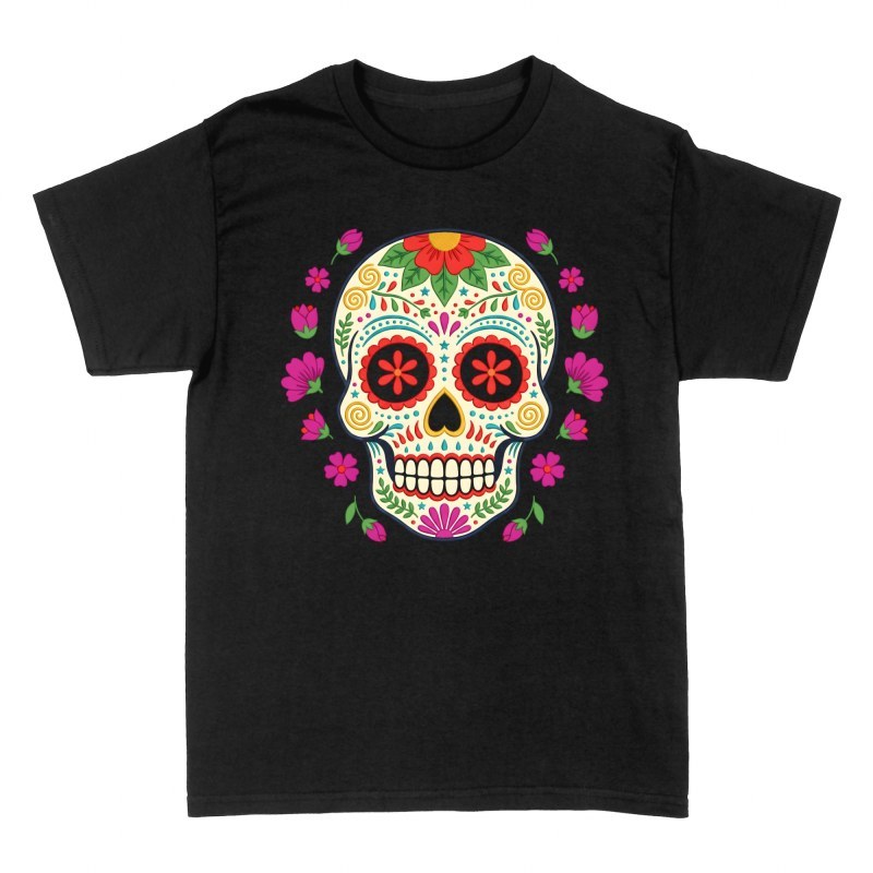Camisetas: Calavera de az&uacute;car estilo bordado