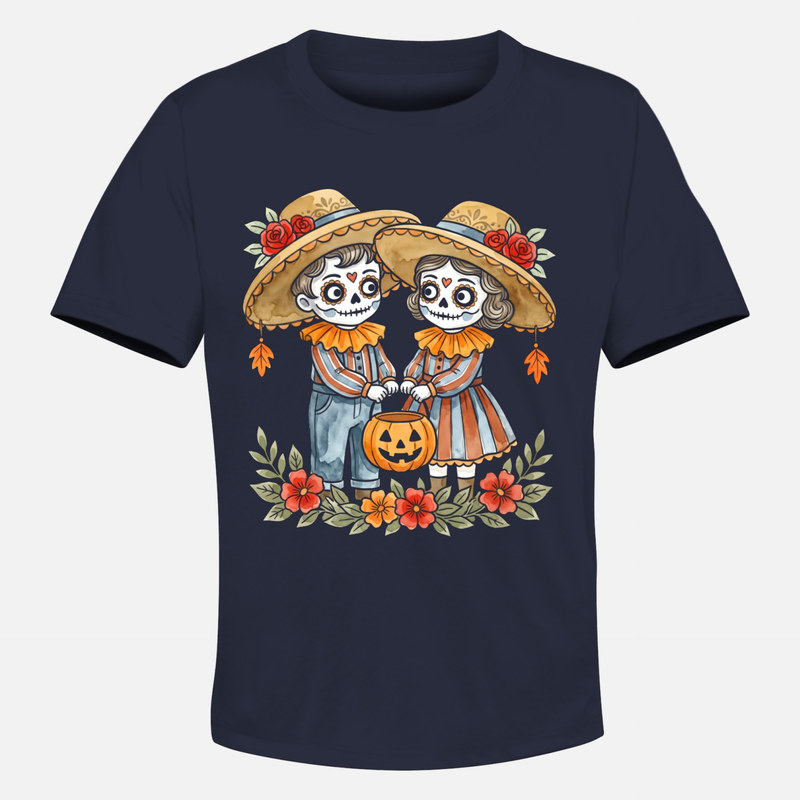 Camisetas: Ni&ntilde;os Catrina con calabaza de Halloween