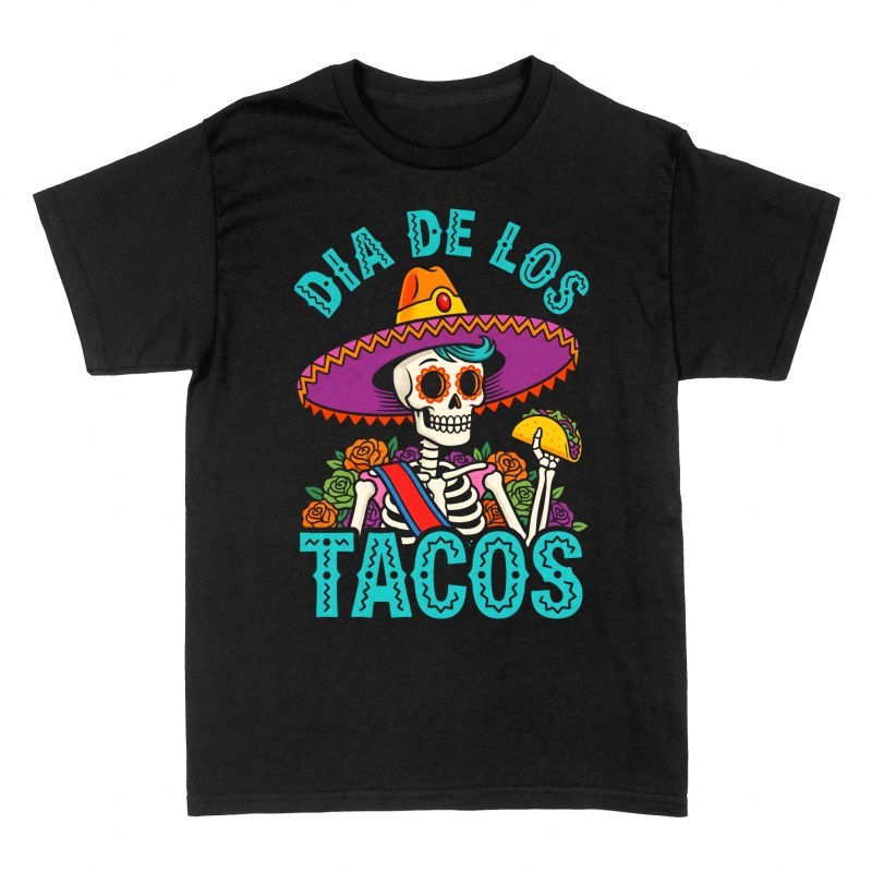 Camisetas: D&iacute;a de los Tacos calavera mexicana