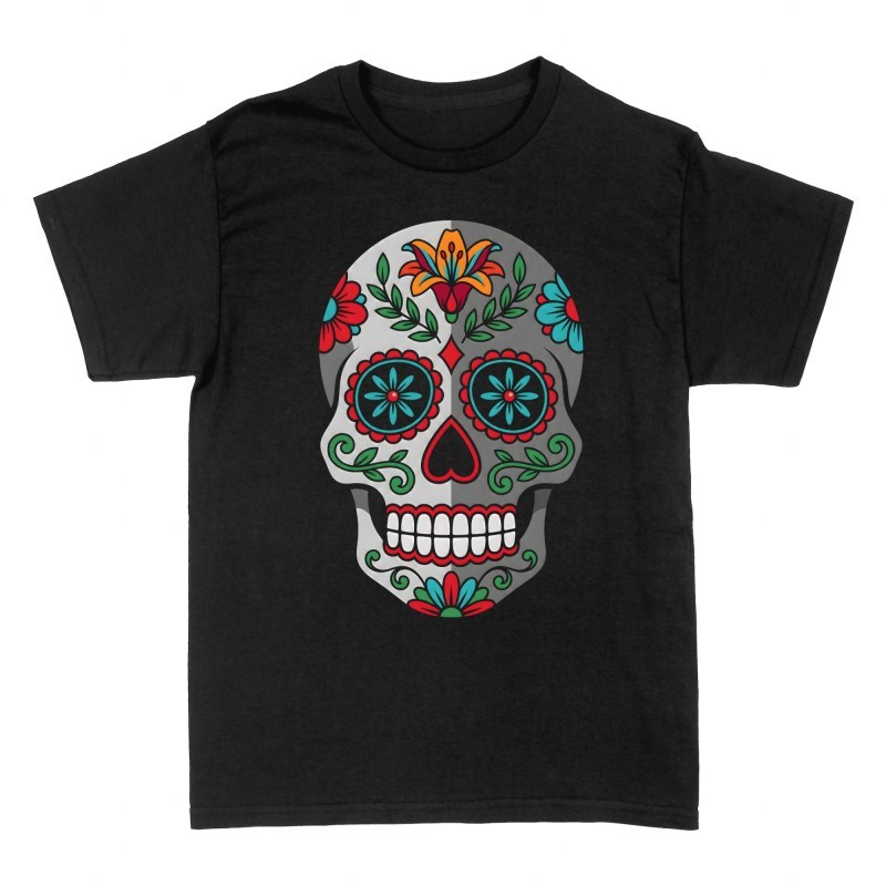 Camisetas: Calavera de az&uacute;car floral