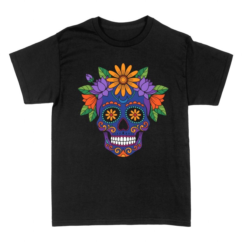 Camisetas: Calavera de az&uacute;car con filigranas