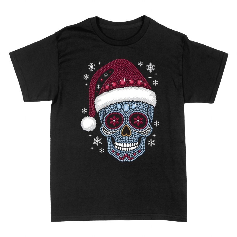 Camisetas: Calavera navide&ntilde;a de pedrer&iacute;a