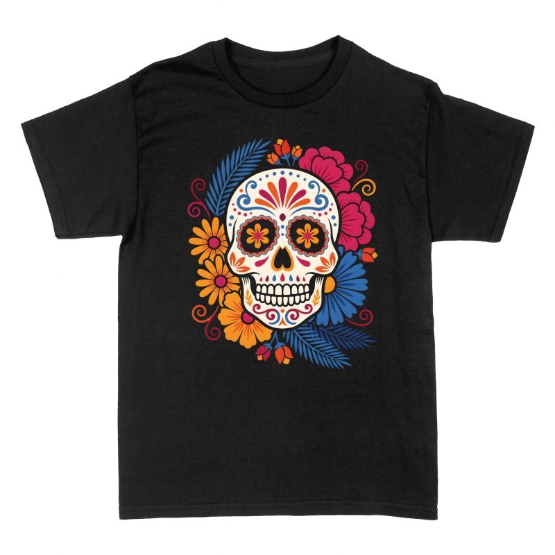 Camisetas: Calavera de az&uacute;car con motivos florales