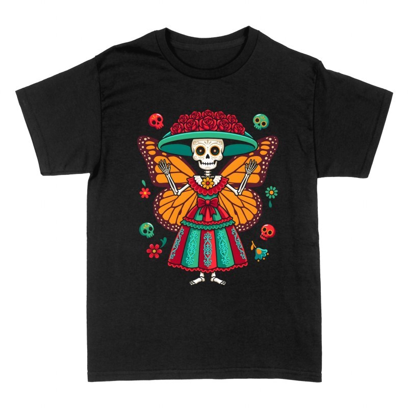 Camisetas: Catrina con alas de mariposa