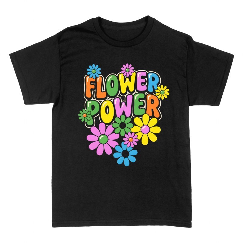 Camisetas: Flower power retro con margaritas