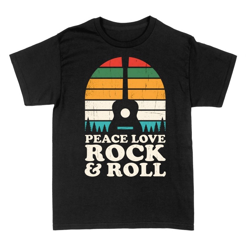 Camisetas: Guitarra retro paz amor y rock