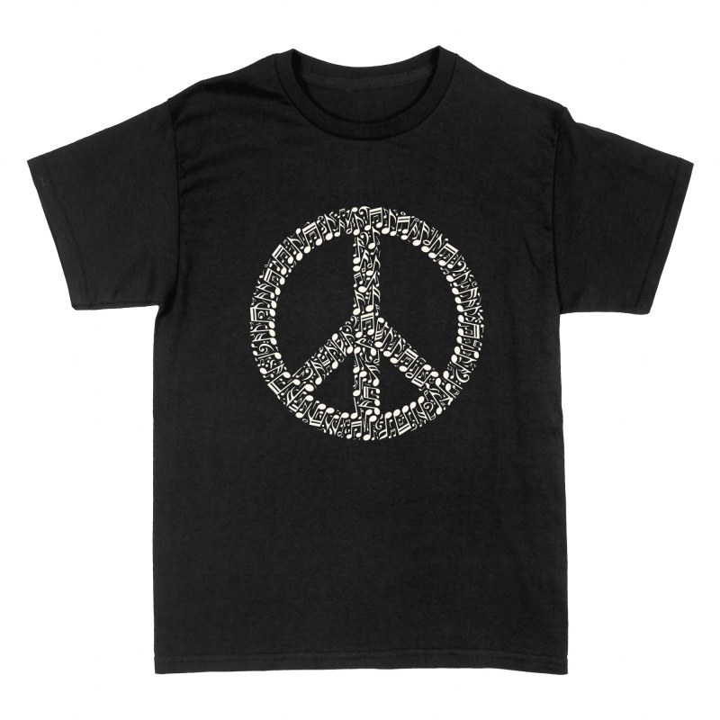 Camisetas: S&iacute;mbolo de la paz con notas musicales