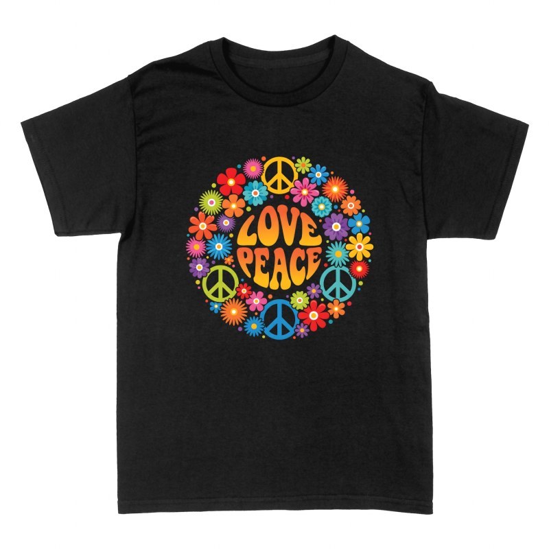 Camisetas: Paz y amor flores retro