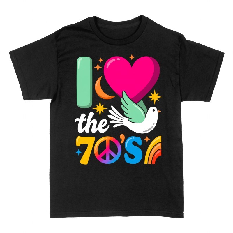 Camisetas: Amo los a&ntilde;os 70 retro hippie