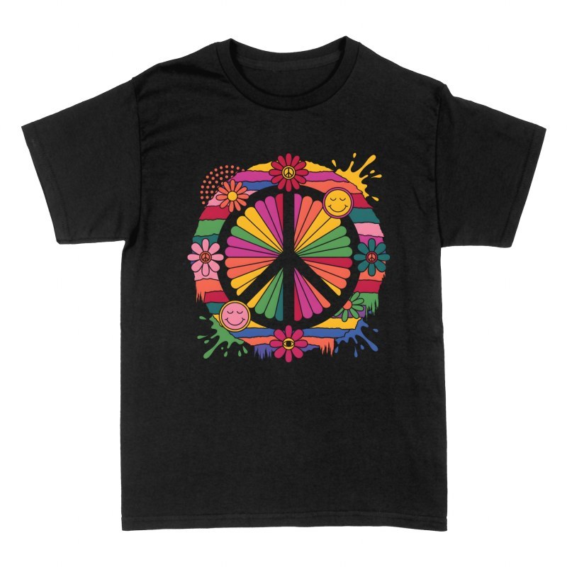 Camisetas: S&iacute;mbolo de la paz psicod&eacute;lico retro