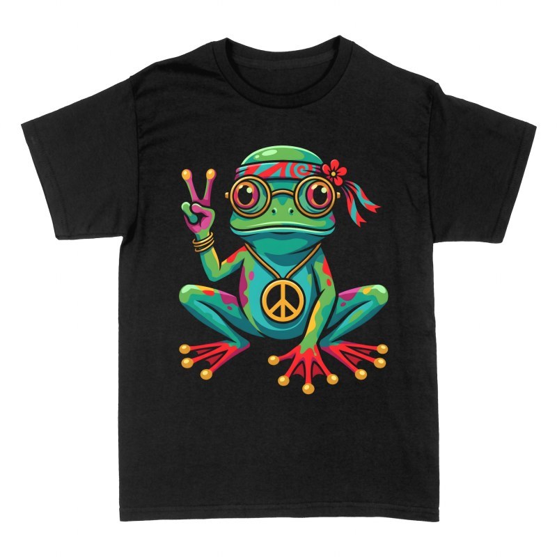 Camisetas: Rana hippie con s&iacute;mbolo de la paz