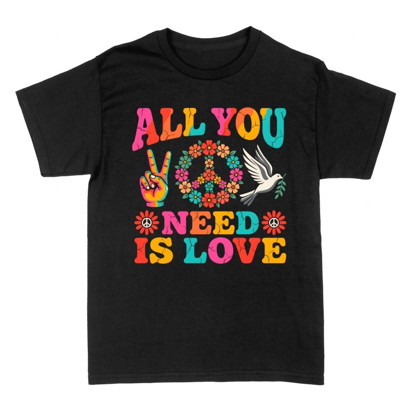 Camisetas: Paz y amor retro floral