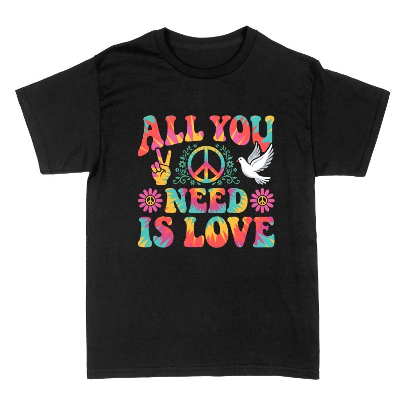 Camisetas: Paz y amor hippie tie-dye