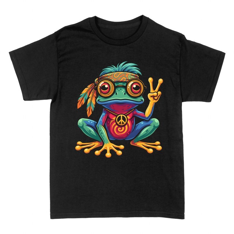 Camisetas: Rana hippie con signo de la paz