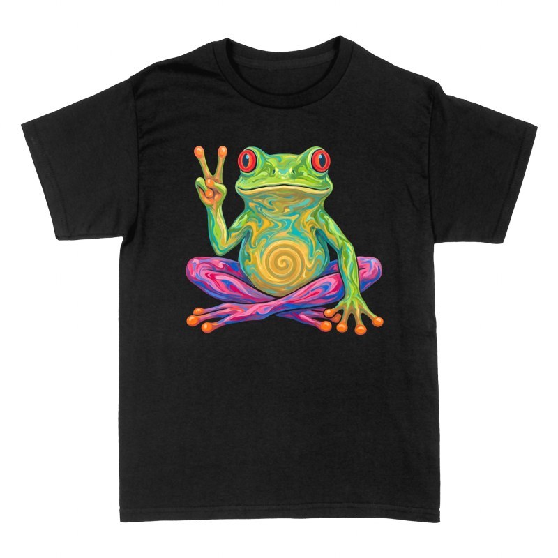 Camisetas: Rana psicod&eacute;lica y signo de paz