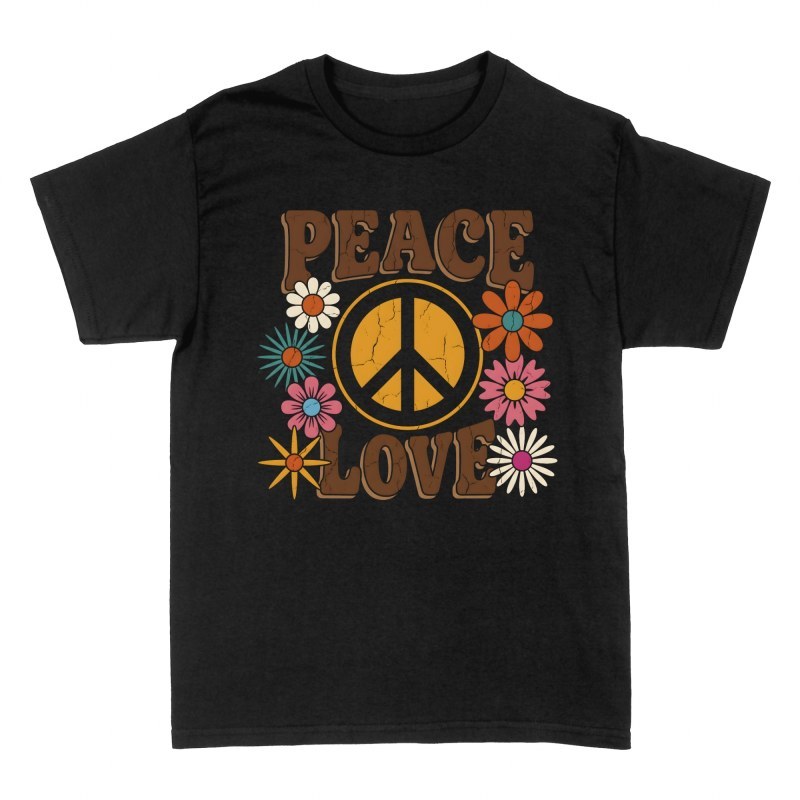 Camisetas: S&iacute;mbolo de paz y flores retro