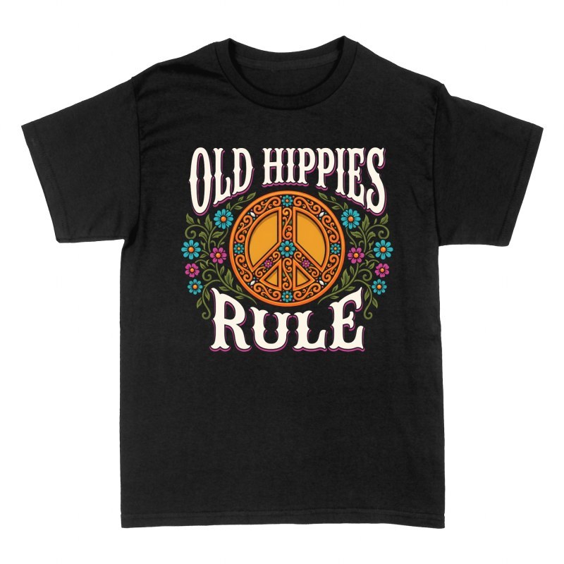 Camisetas: S&iacute;mbolo paz floral viejos hippies