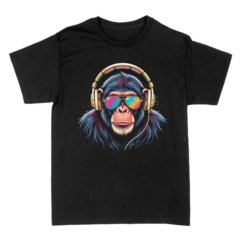 Camisetas: Chimpanc&eacute; con auriculares y gafas de sol
