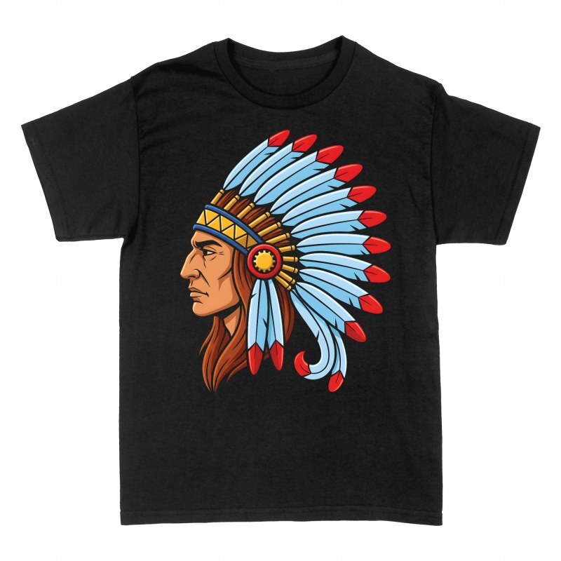 Camisetas: Jefe nativo americano con tocado