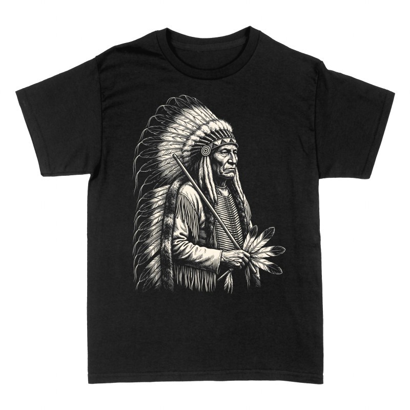 Camisetas: Jefe nativo americano con tocado