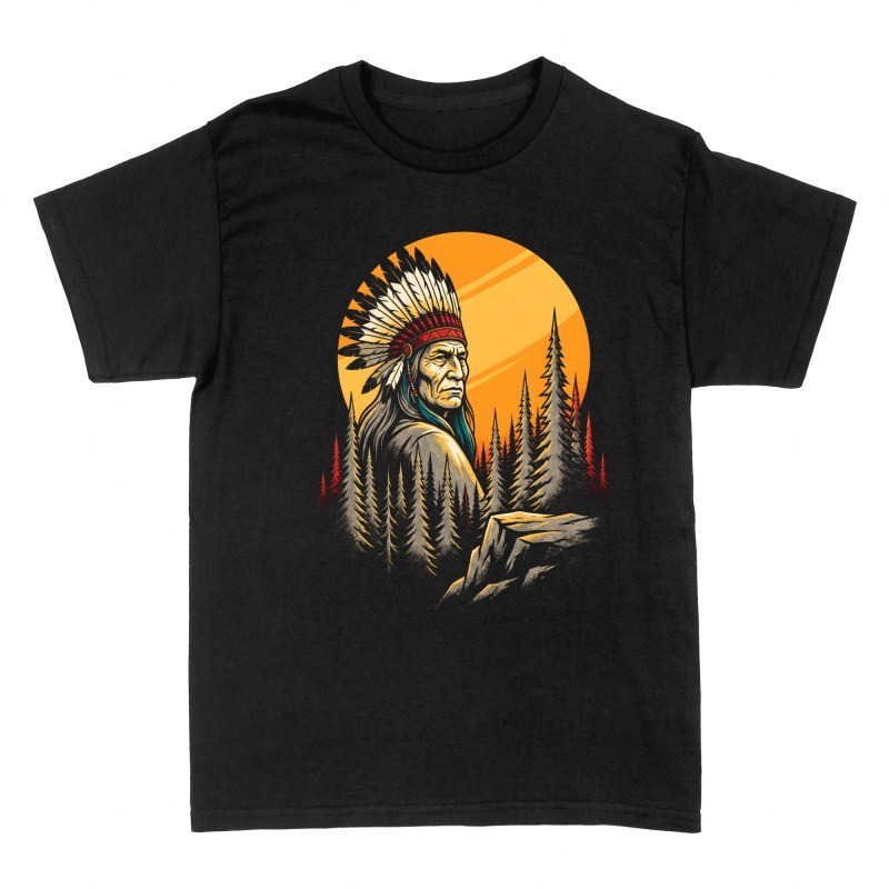 Camisetas: Jefe nativo americano y bosque