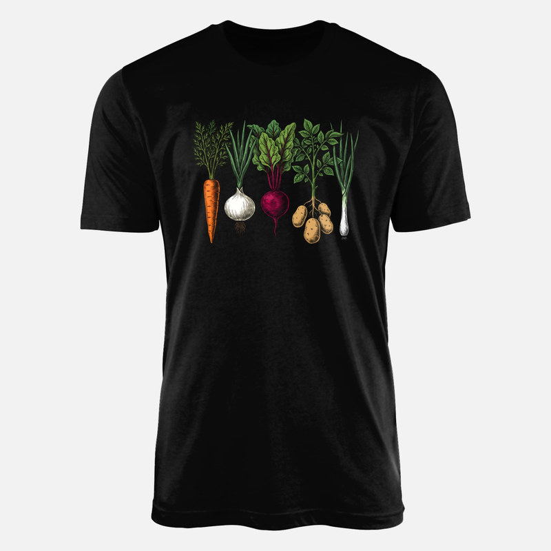 Camisetas: Hortalizas de ra&iacute;z en grabado bot&aacute;nico