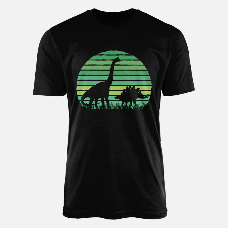 Camisetas: Dinosaurios herb&iacute;voros atardecer retro