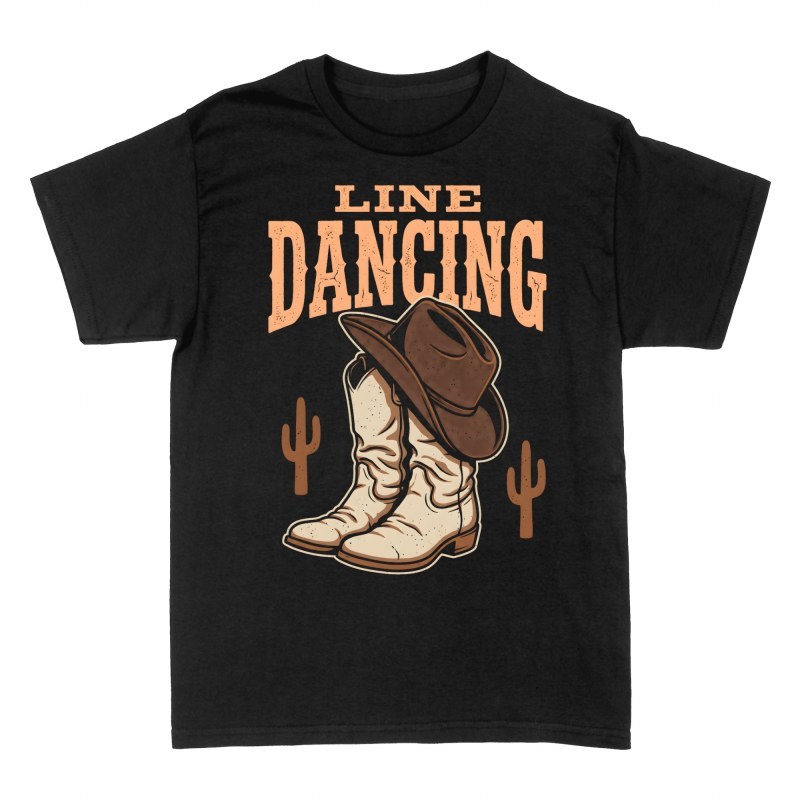 Camisetas: Line dance con botas y sombrero country