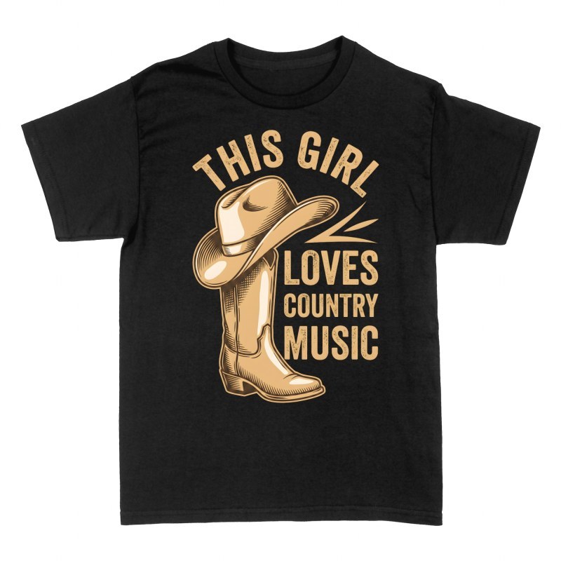 Camisetas: Chica que ama la m&uacute;sica country con bota