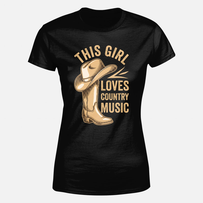 Camisetas: Chica que ama la m&uacute;sica country con bota