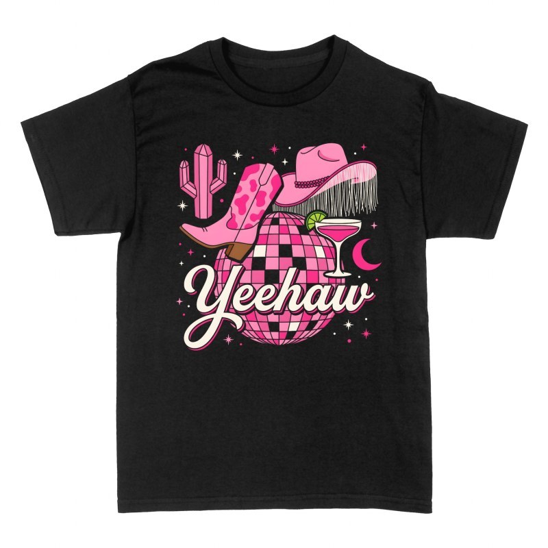 Camisetas: Disco cowgirl yeehaw rosa