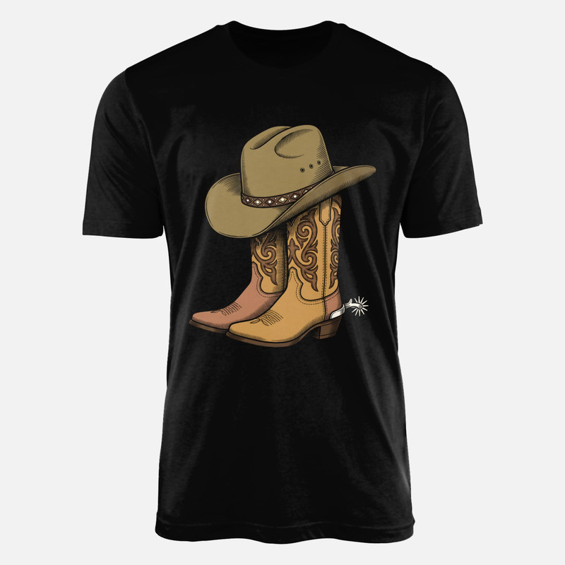 Camisetas: Sombrero y botas de vaquero vintage
