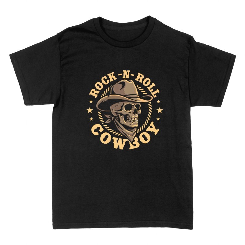 Camisetas: Calavera vaquero rock and roll