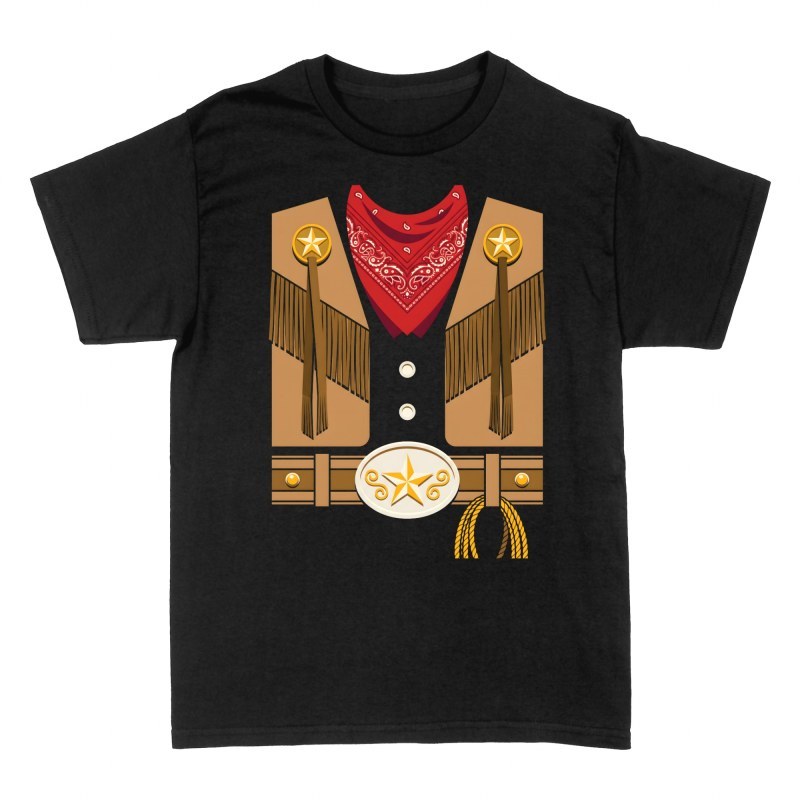 Camisetas: Disfraz de vaquero con chaleco y bandana