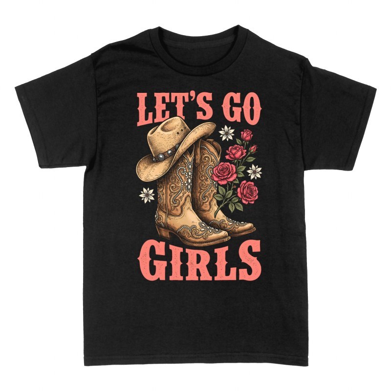 Camisetas: Botas y sombrero vaquero con rosas