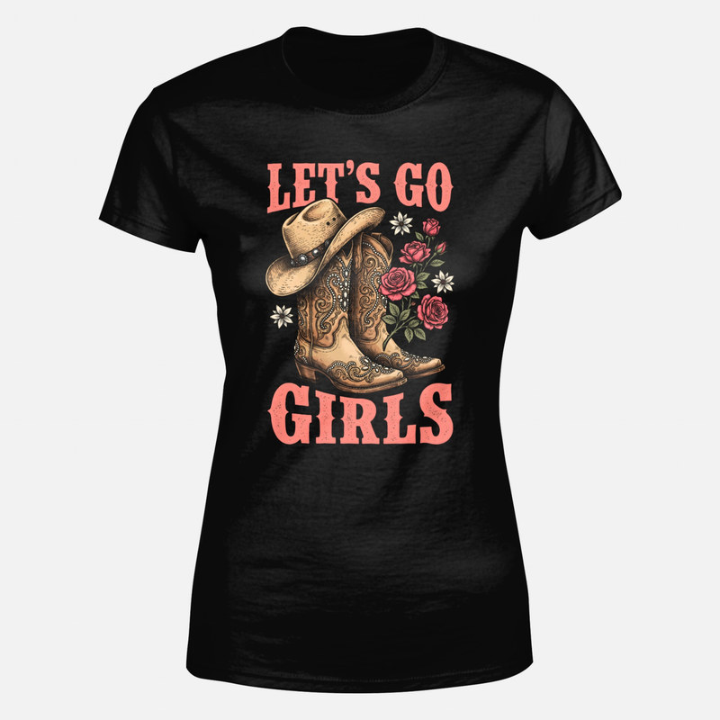 Camisetas: Botas y sombrero vaquero con rosas